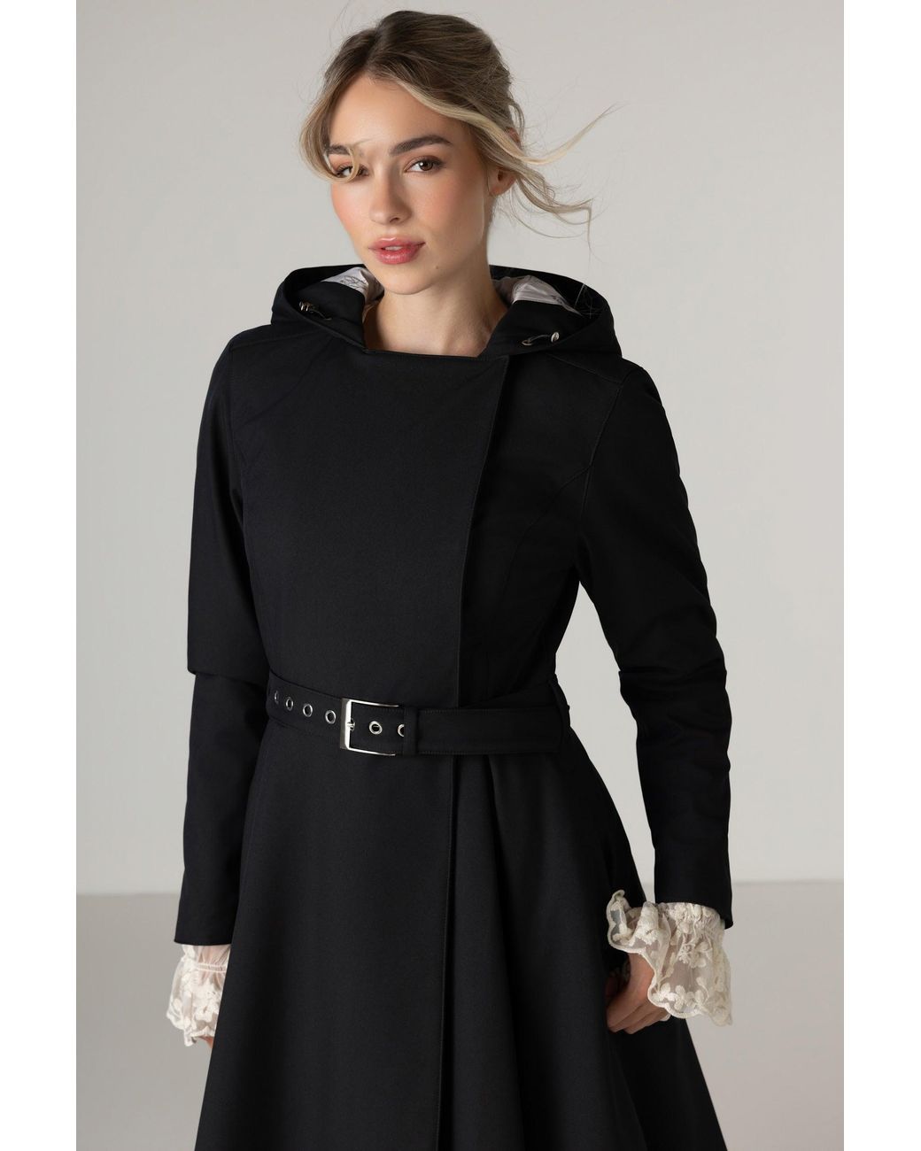 RainSisters Blue Double Breasted Trench Coat
