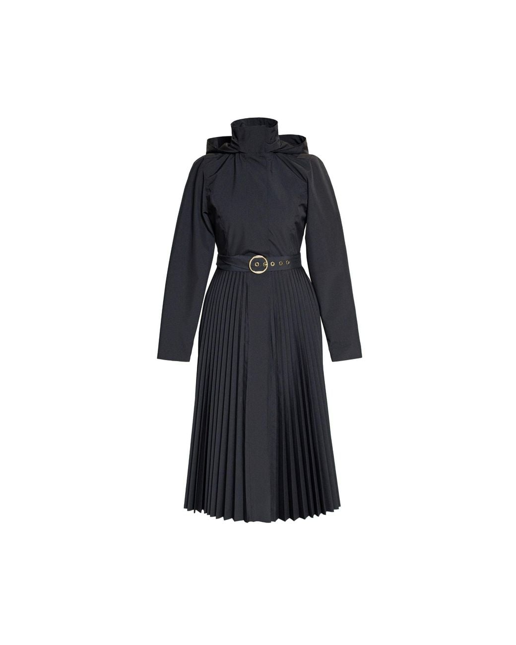 RainSisters Blue Fit And Flare Coat With A-Line Pleated Skirt For Spring