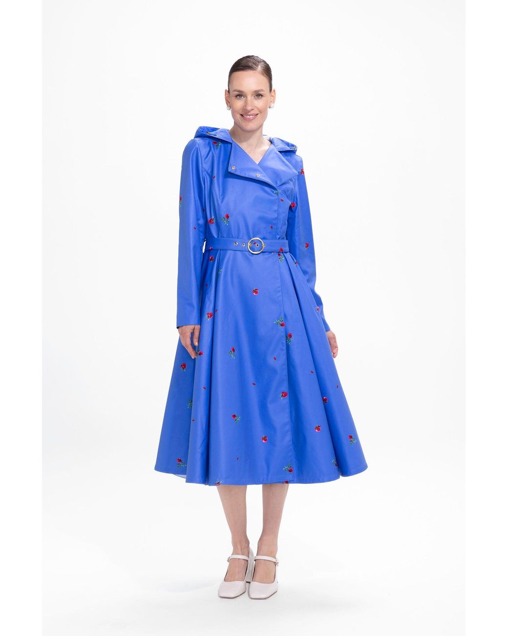 RainSisters Blue Double Breasted Trench Coat