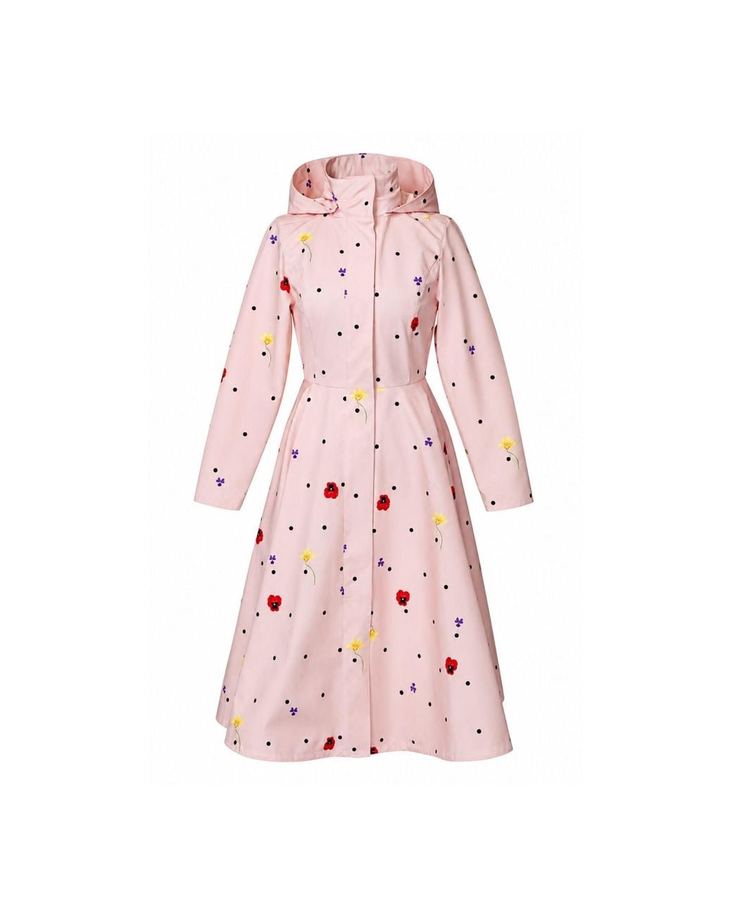 RainSisters Pink Fit And Flare Coat With A-Line Skirt