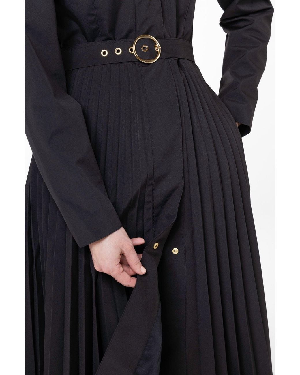 RainSisters Blue Fit And Flare Coat With A-Line Pleated Skirt For Spring