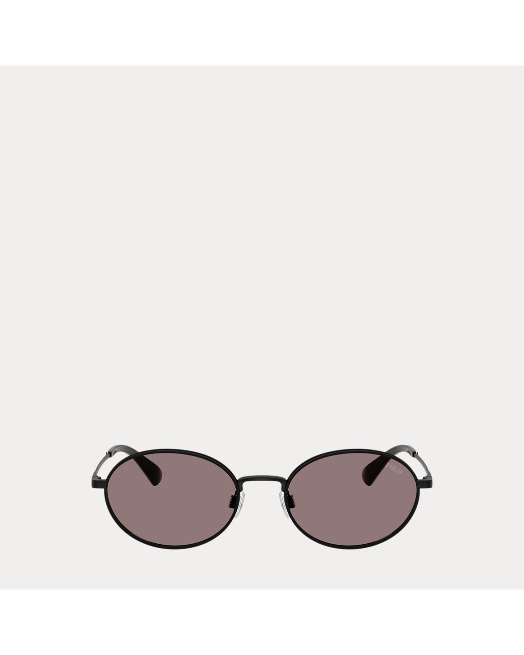 Polo Ralph Lauren Black Plaid-Accent Round Metal Sunglasses for men
