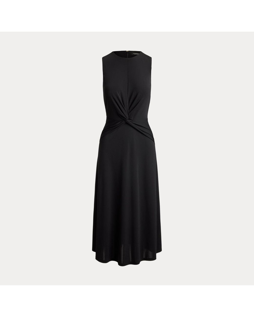 Ralph Lauren Black Twist-Front Sleeveless Jersey Dress