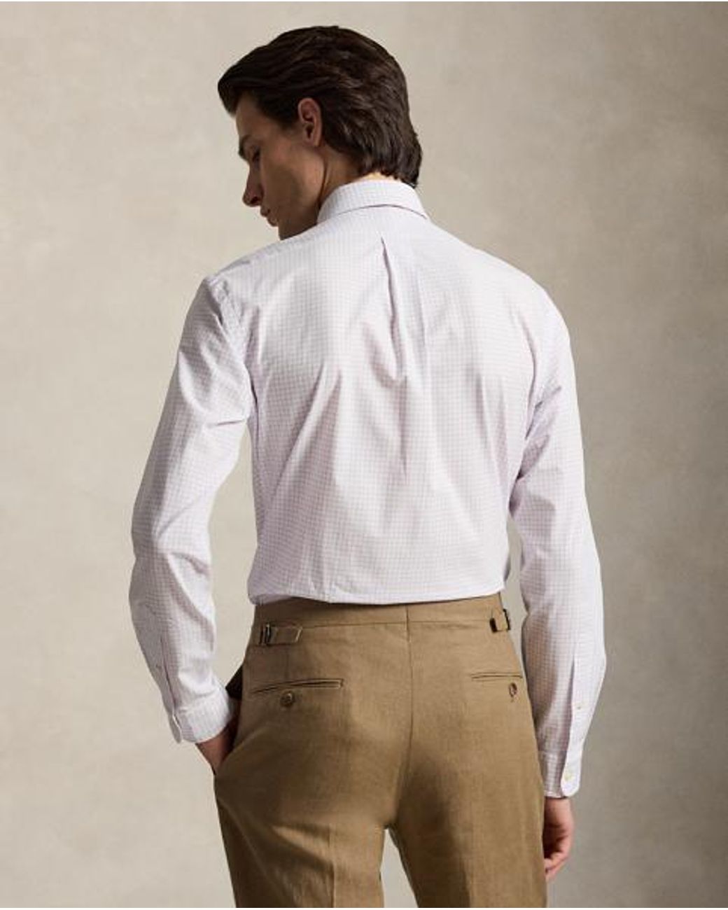 Polo Ralph Lauren White Custom Fit Checked Stretch Poplin Shirt for men