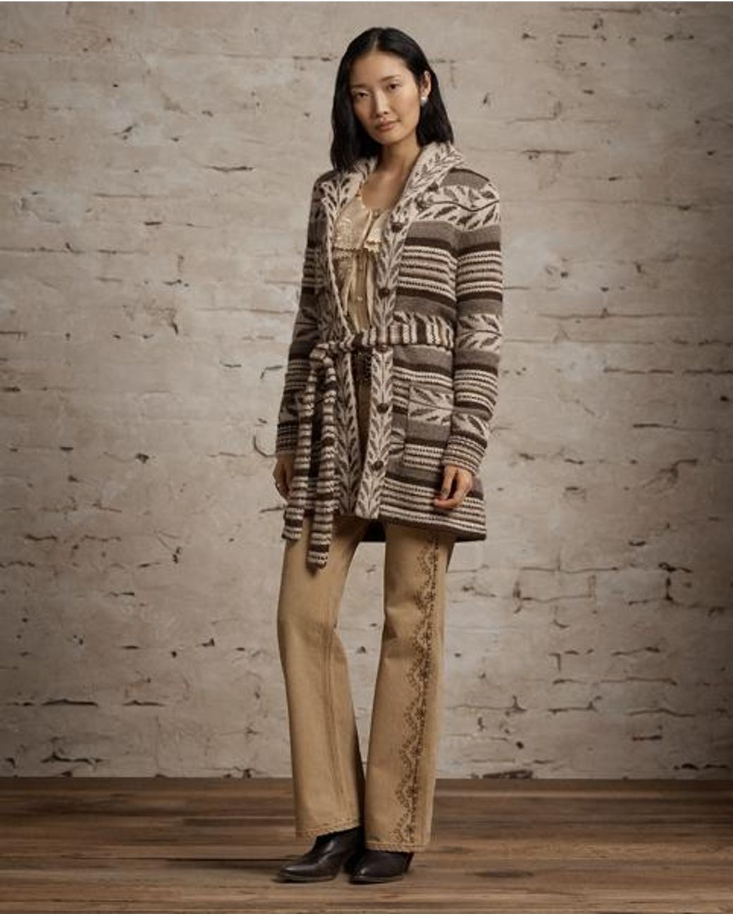 RRL Gray Striped Wool-Blend Cardigan