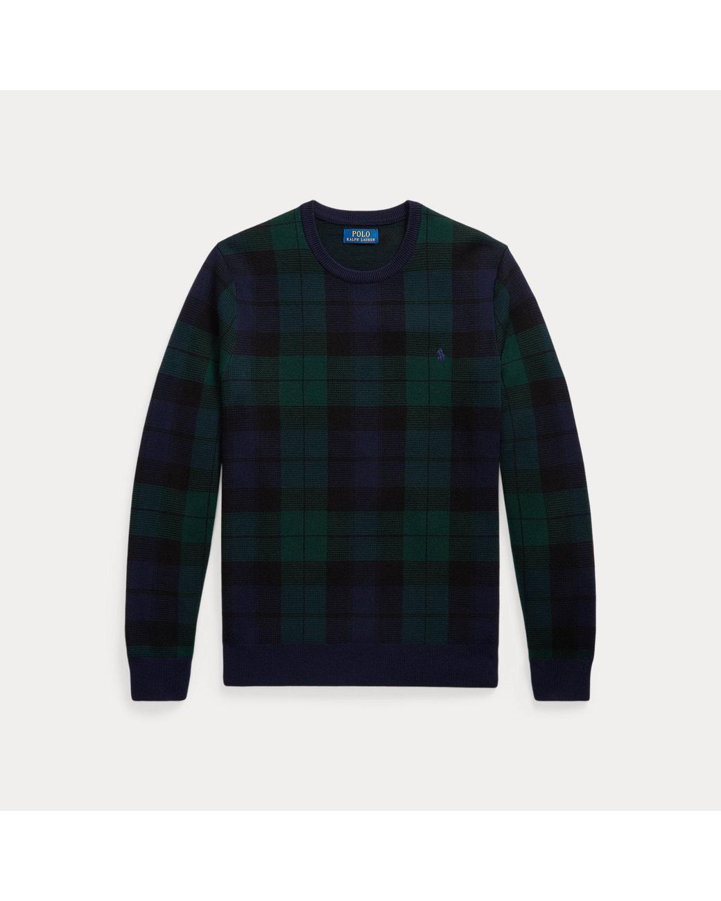 Polo Ralph Lauren Black Plaid Washable Wool Sweater for men