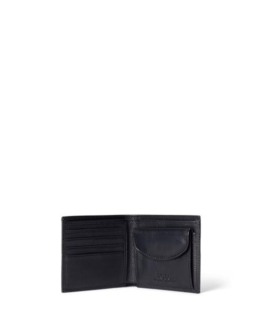 Polo Ralph Lauren Black Pebbled Leather Billfold Coin Wallet for men