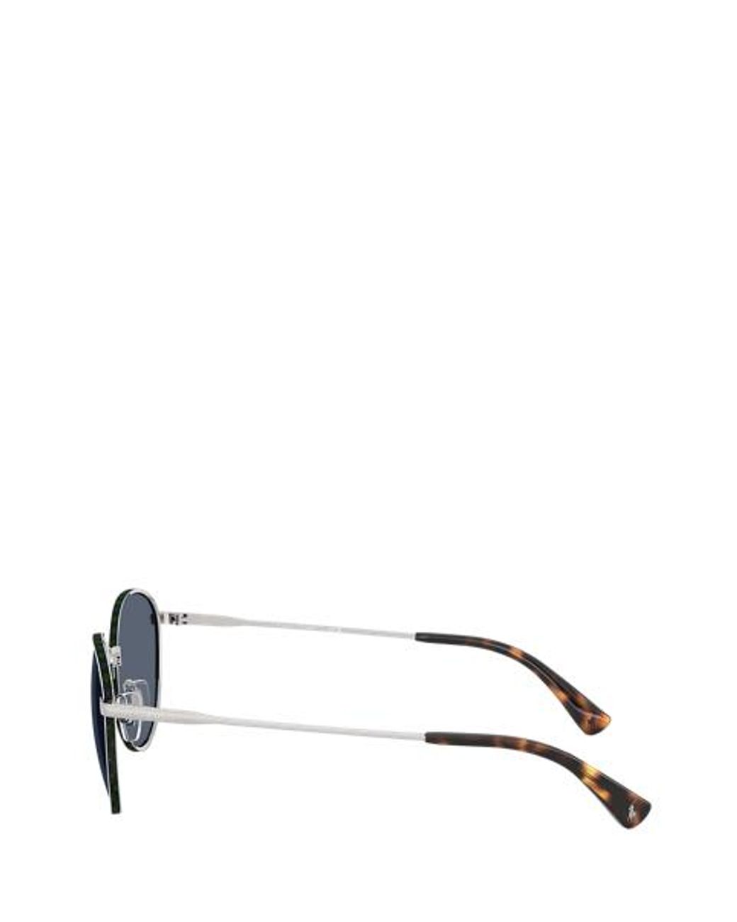 Polo Ralph Lauren Black Ralph Lauren Plaid-Accent Round Metal Sunglasses for men