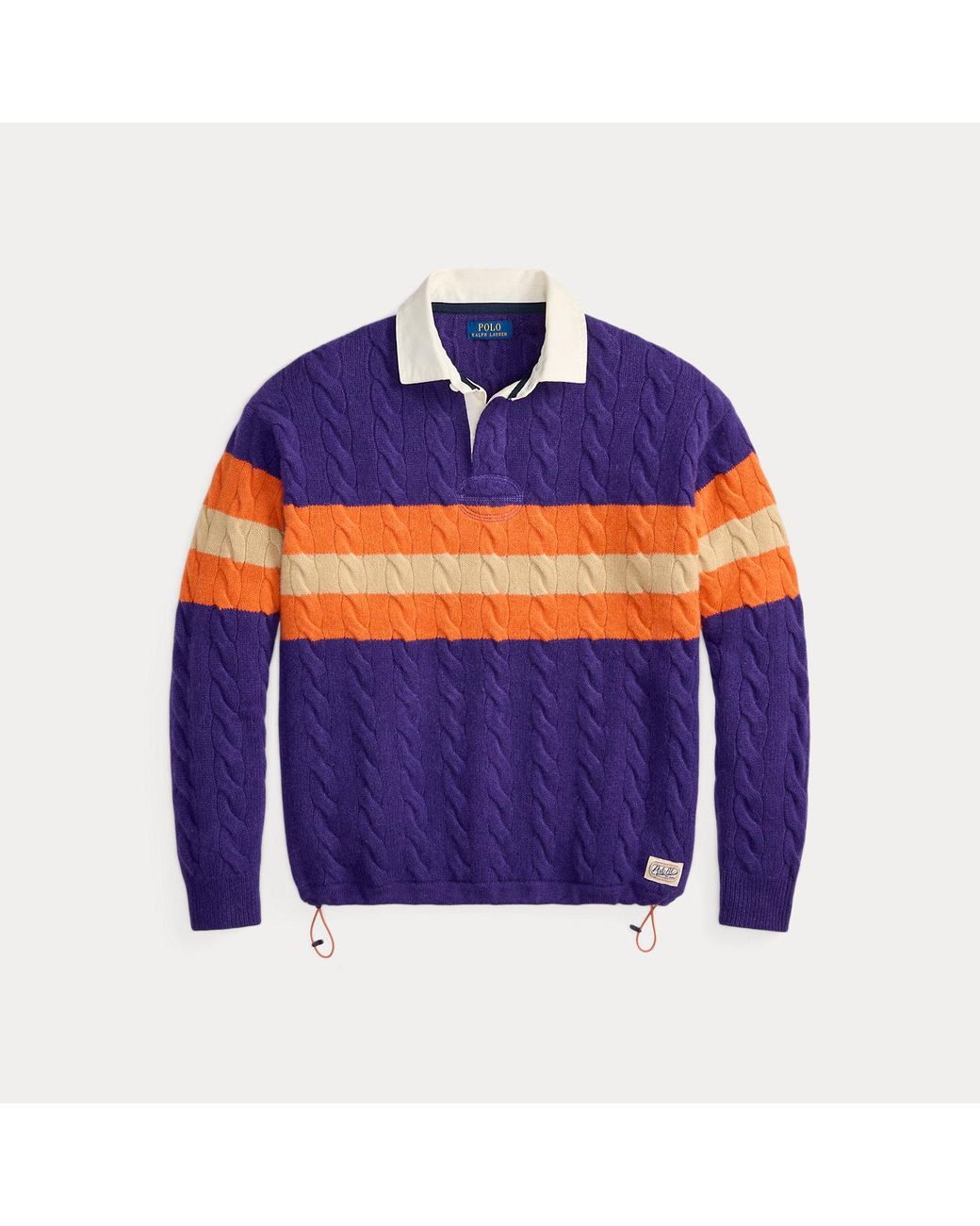 Polo Ralph Lauren Blue Relaxed Fit Cable-Knit Rugby Jumper for men