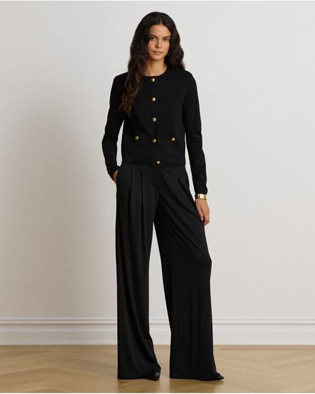 Ralph Lauren Black Cropped Crewneck Jumper Jacket