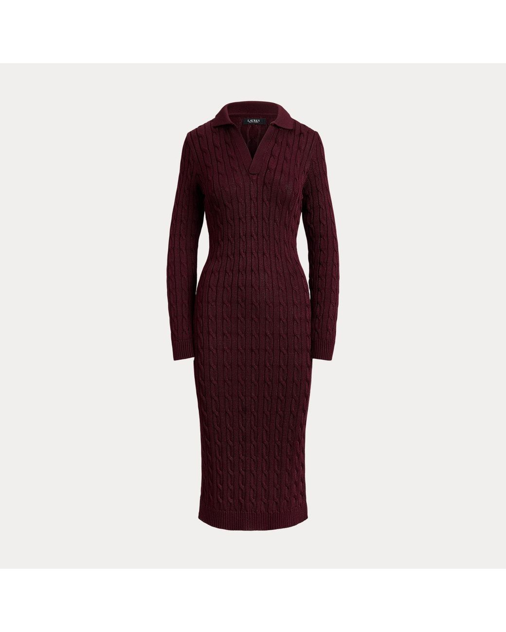 Ralph Lauren Red Cable-Knit Cotton-Blend Sweater Dress