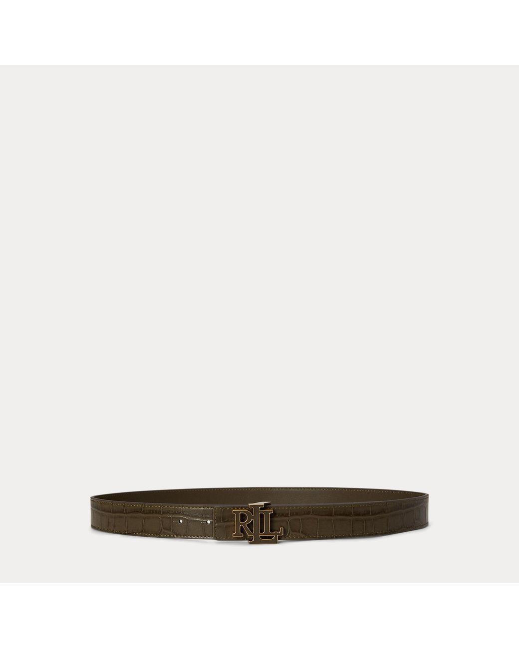 Ralph Lauren Natural Logo Reversible Croc-Embossed Belt