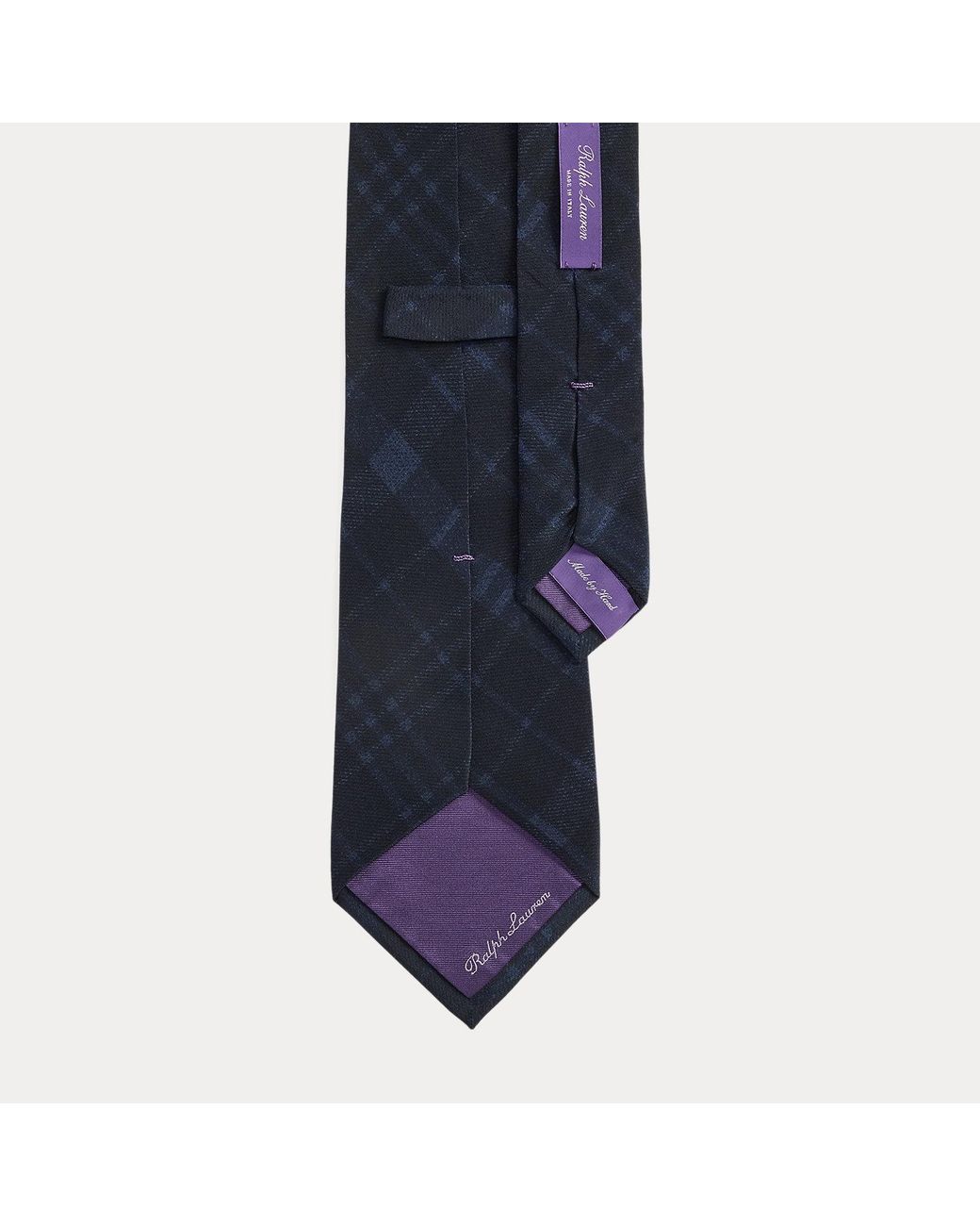 Ralph Lauren Blue Plaid Silk Twill Tie for men