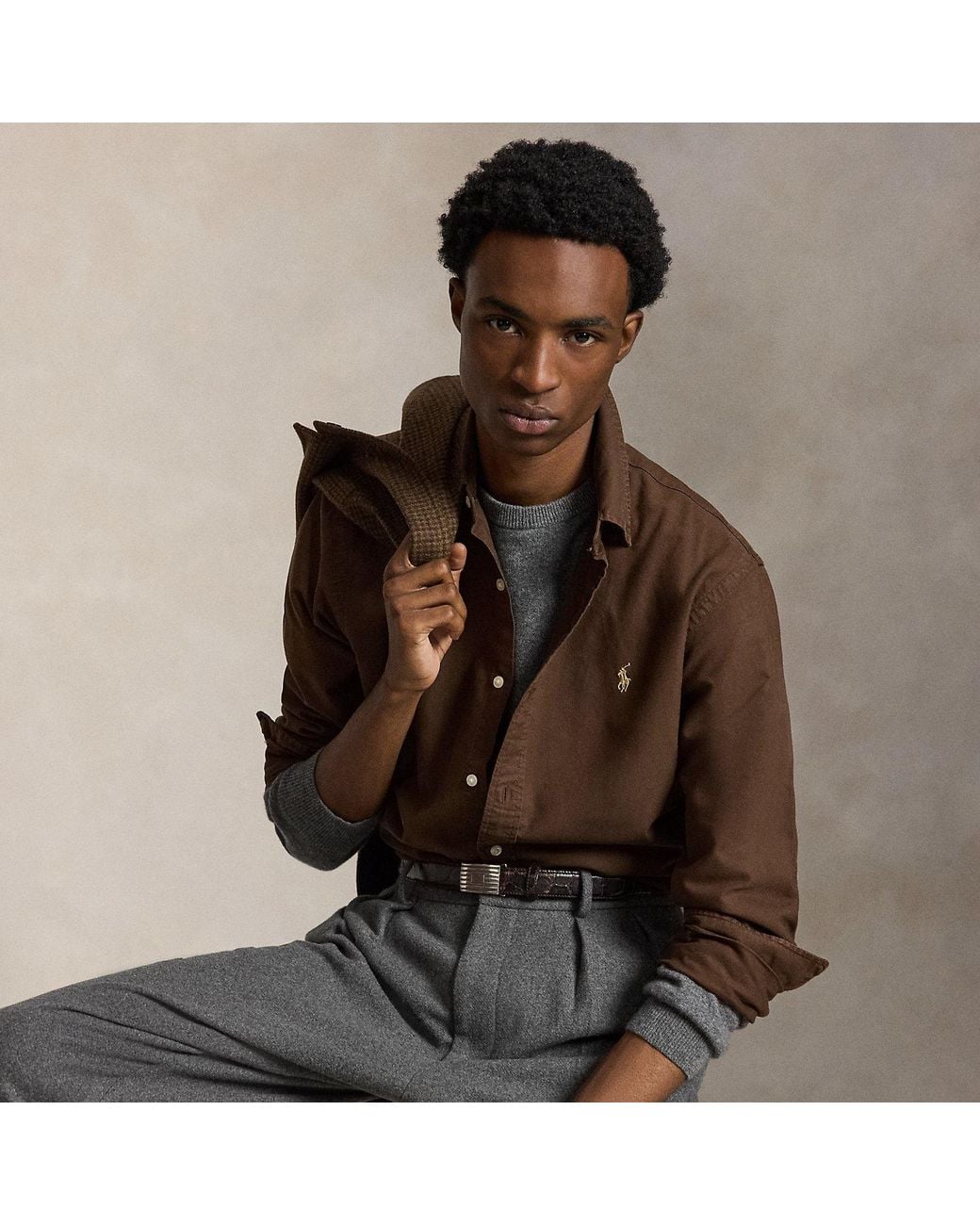 Polo Ralph Lauren Natural Custom Fit Garment-Dyed Oxford Shirt for men