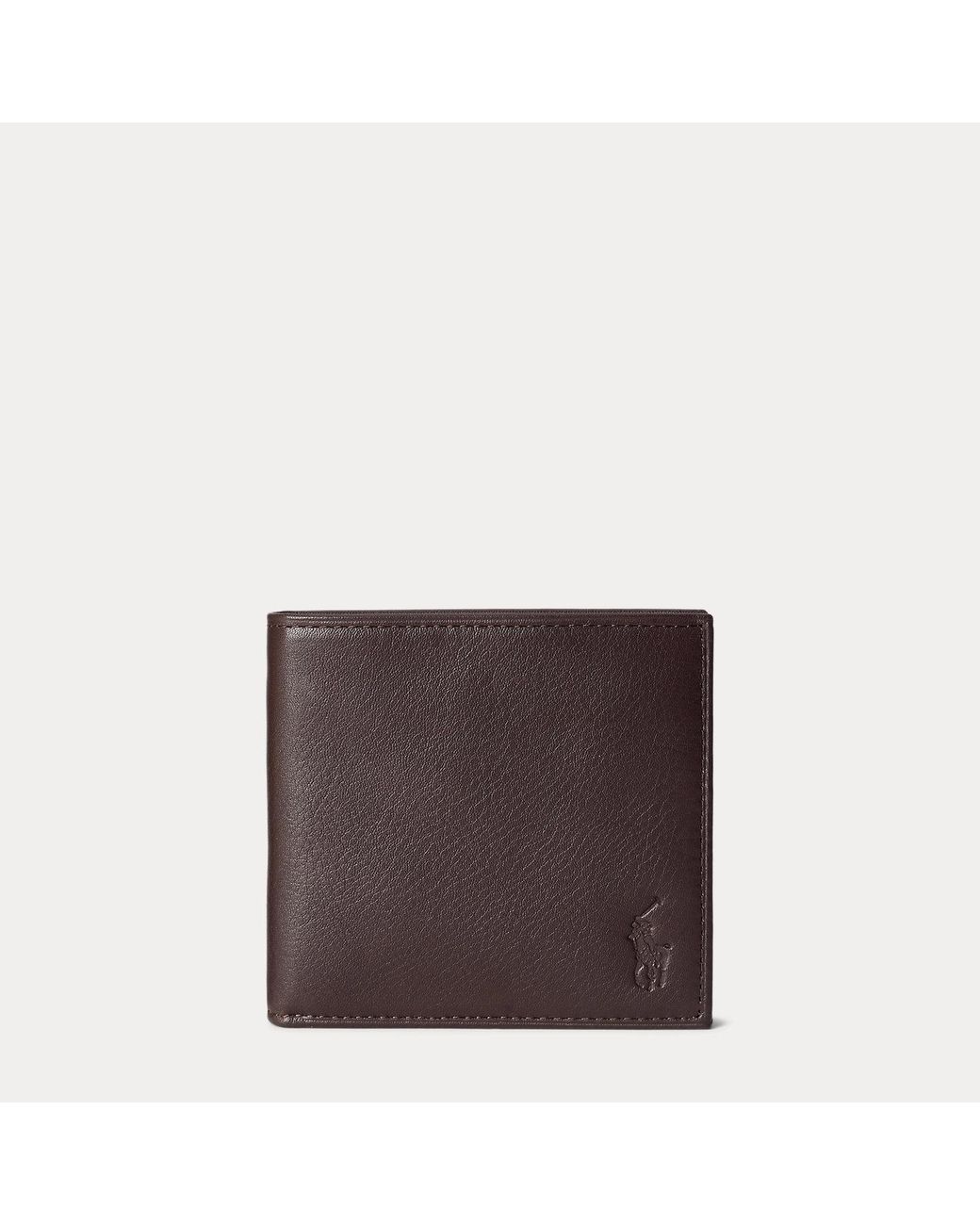Polo Ralph Lauren Brown Pebbled Leather Billfold Wallet for men