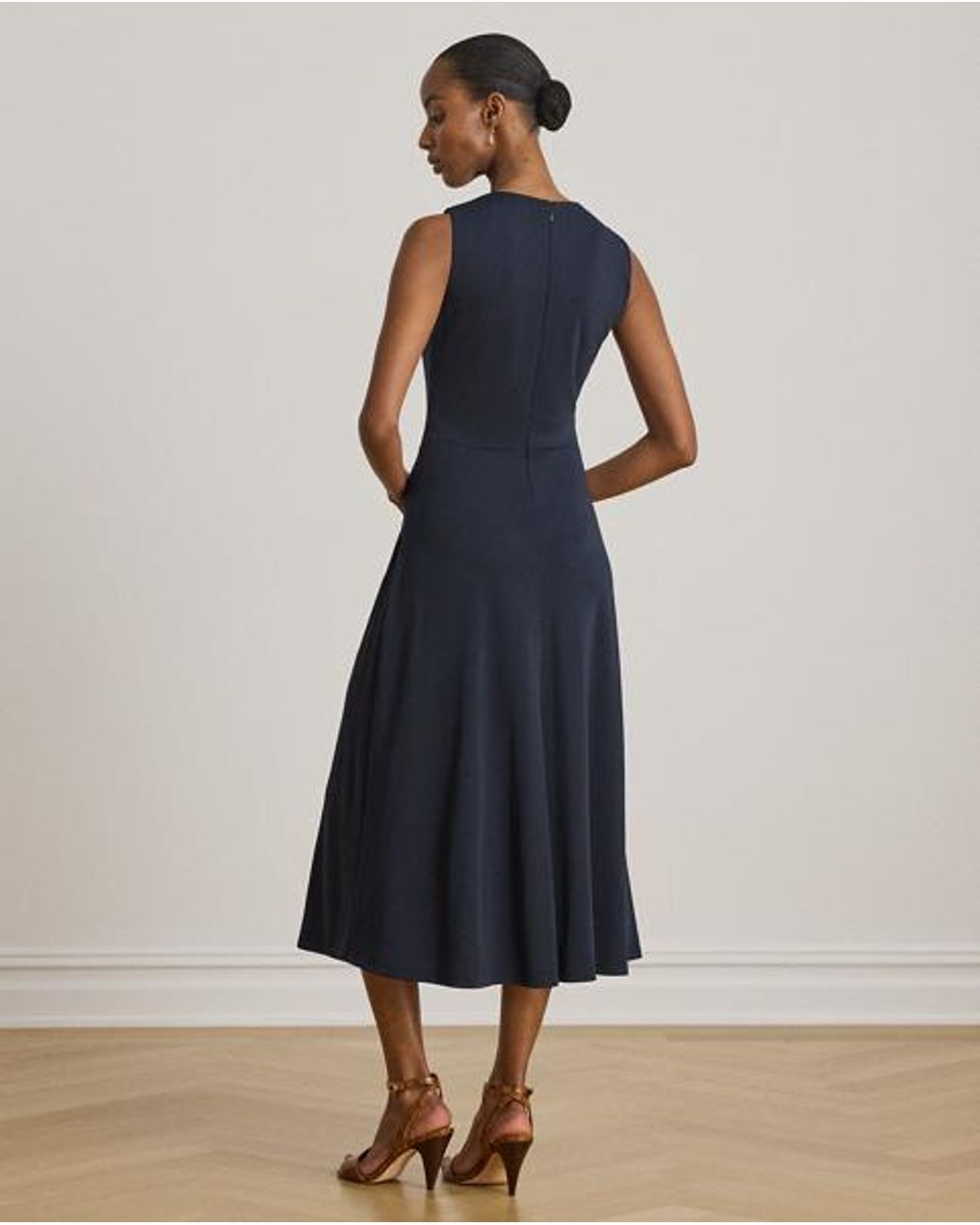 Ralph Lauren Blue Twist-Front Sleeveless Jersey Dress