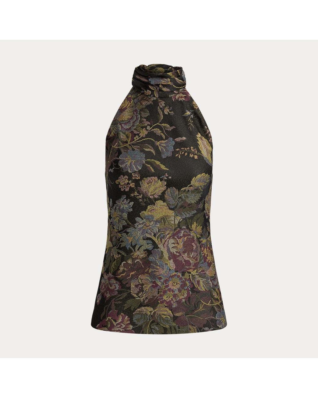 Ralph Lauren Black Chilton Floral Jacquard Top