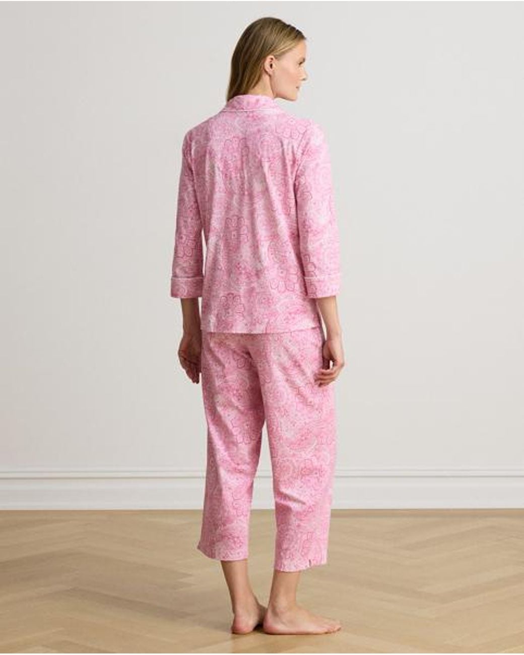 Ralph Lauren Pink Paisley Cotton Jersey Capri Sleep Set