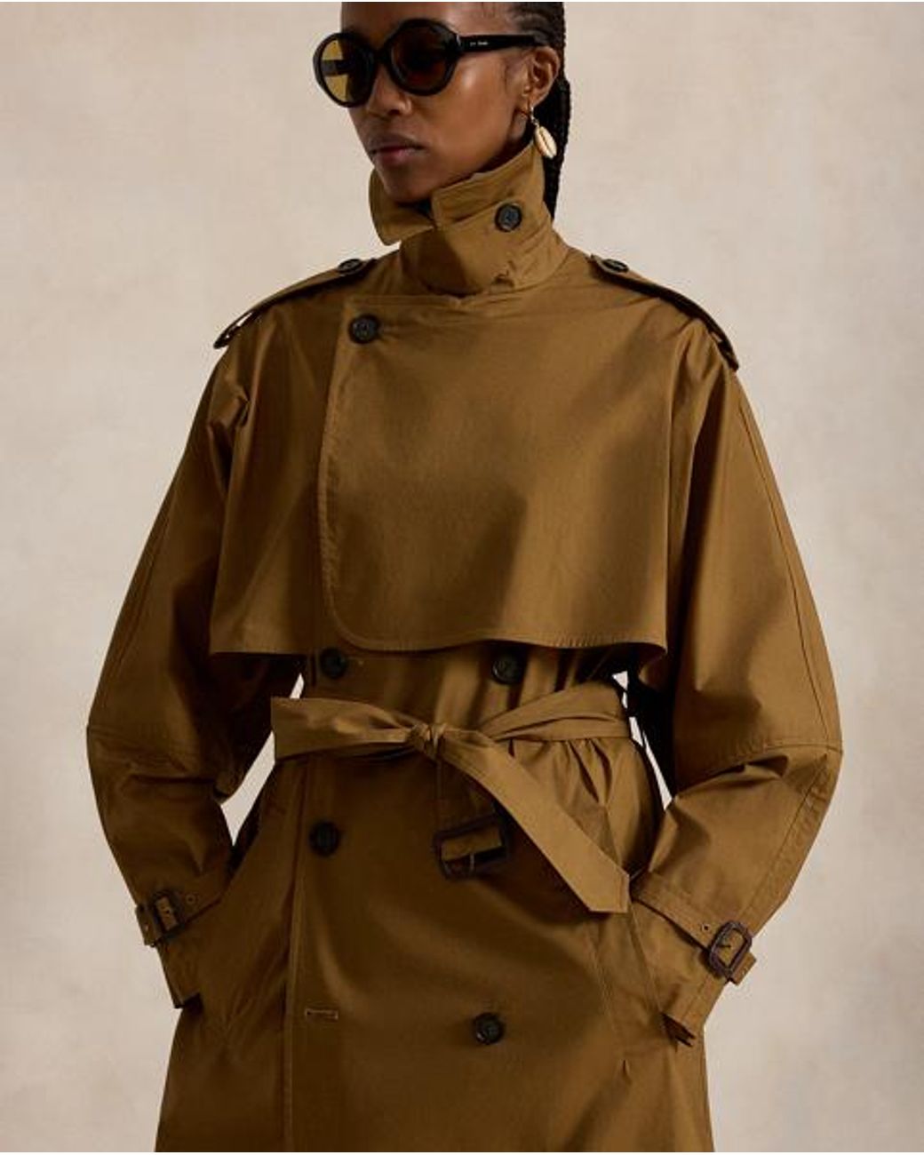 Polo Ralph Lauren Brown Capelet Trench Coat