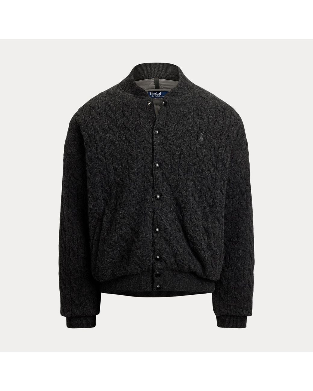 Polo Ralph Lauren Black Ralph Lauren Relaxed Fit Cable-Knit Sweater Jacket for men