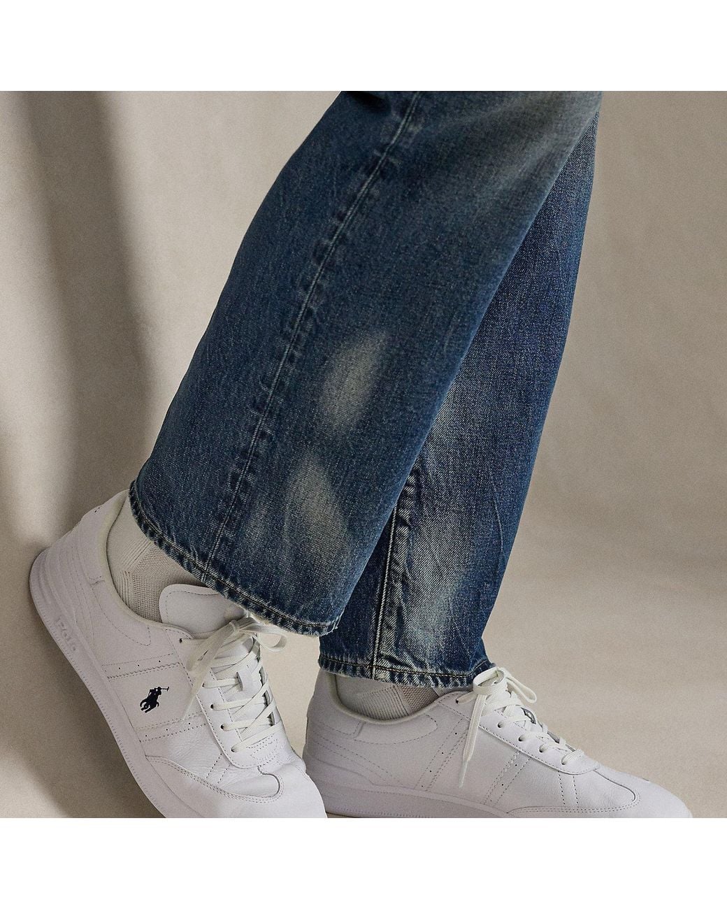 Polo Ralph Lauren White Heritage Aera Leather Trainer for men