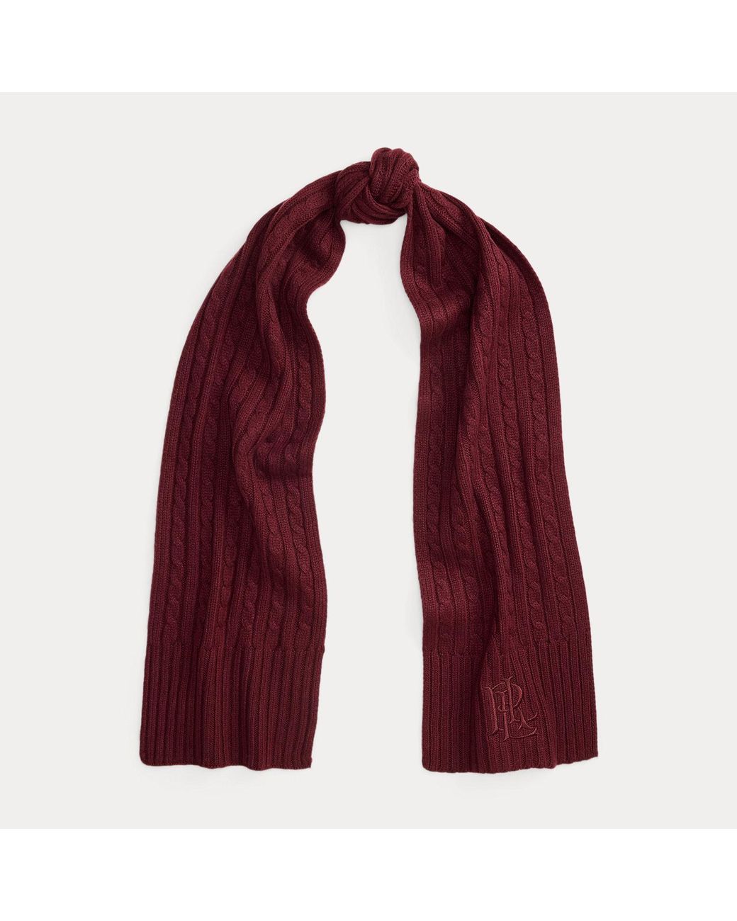 Ralph Lauren Embroidered-Logo Cable-Knit Scarf