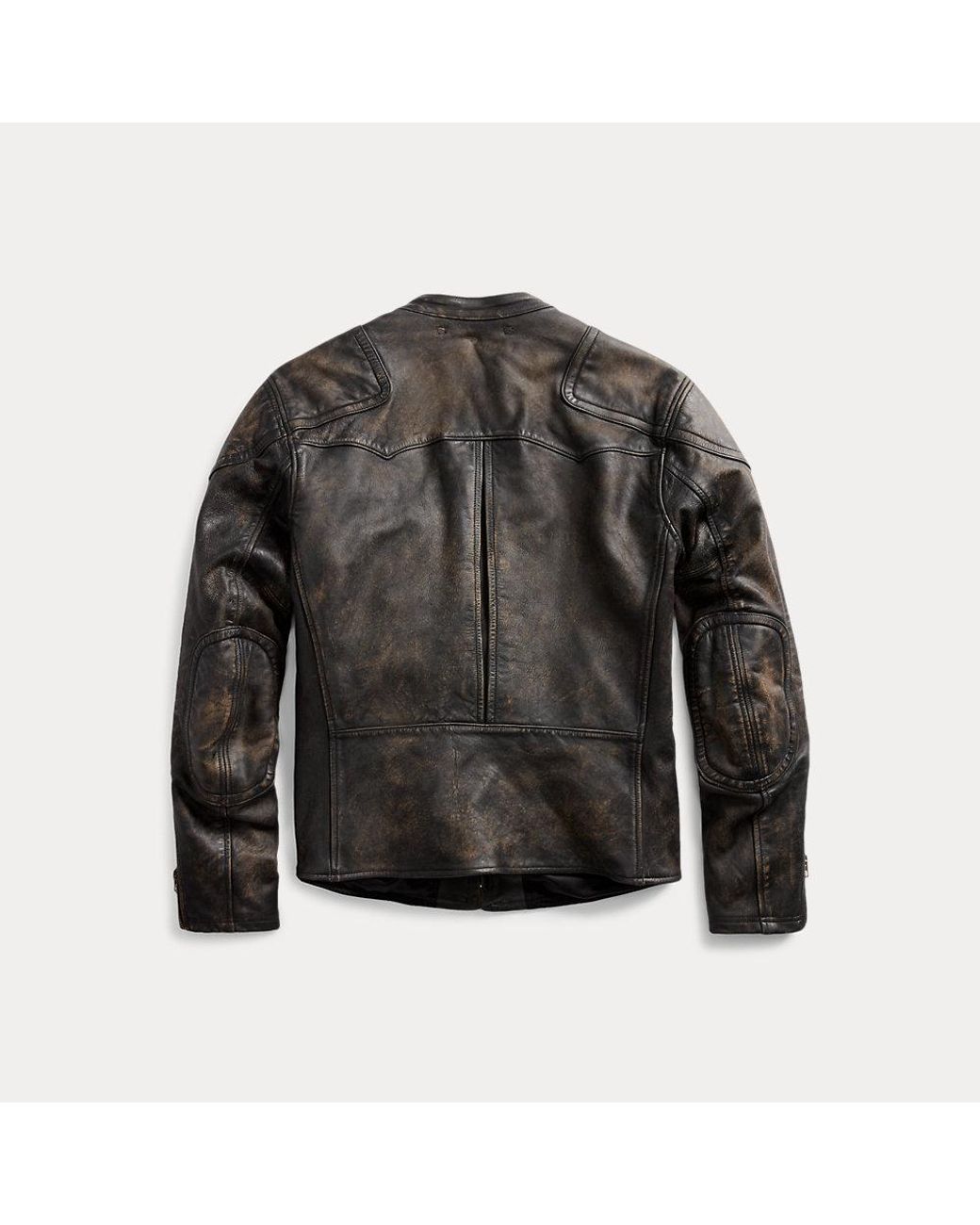 Rrl slim fit leather moto jacket hotsell