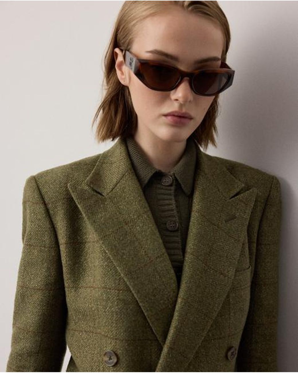 Ralph Lauren Green Ramona Windowpane Tweed Jacket