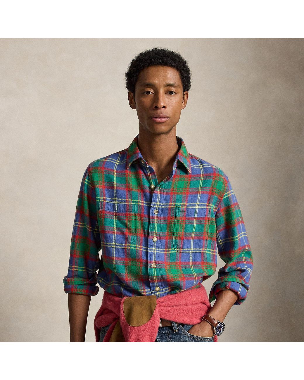 Polo Ralph Lauren Blue Classic Fit Plaid Twill Workshirt for men