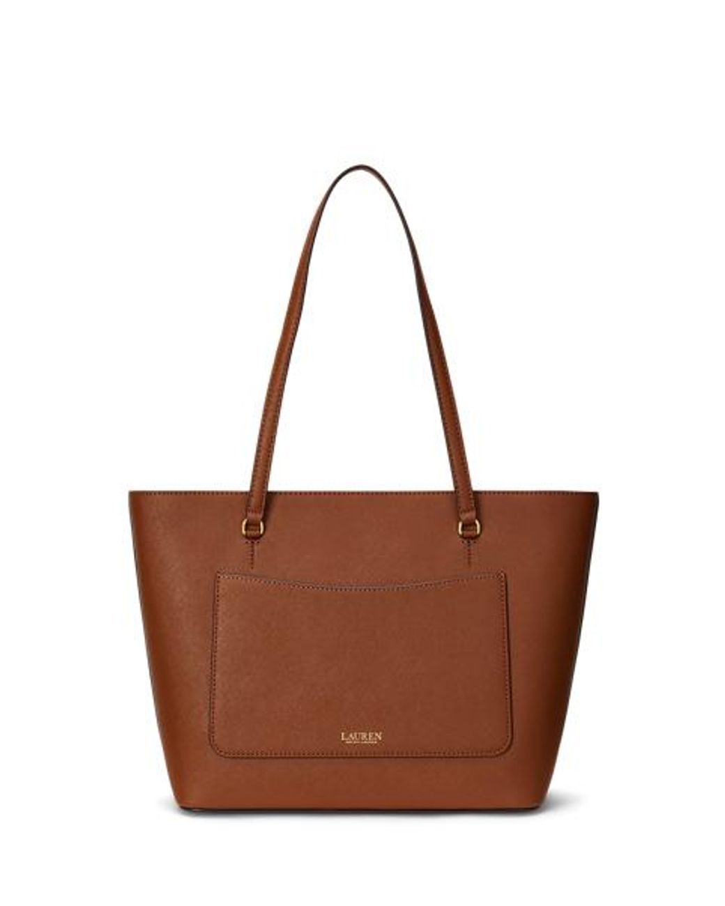 Ralph Lauren Black Medium Karly Crosshatch Leather Tote