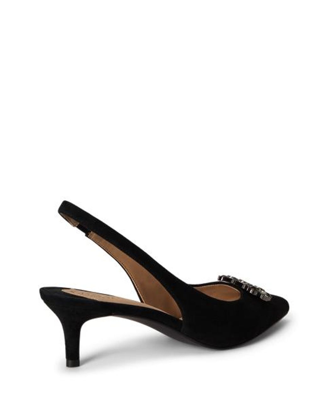Ralph Lauren Black Lolah Jewelled Suede Slingback Pump