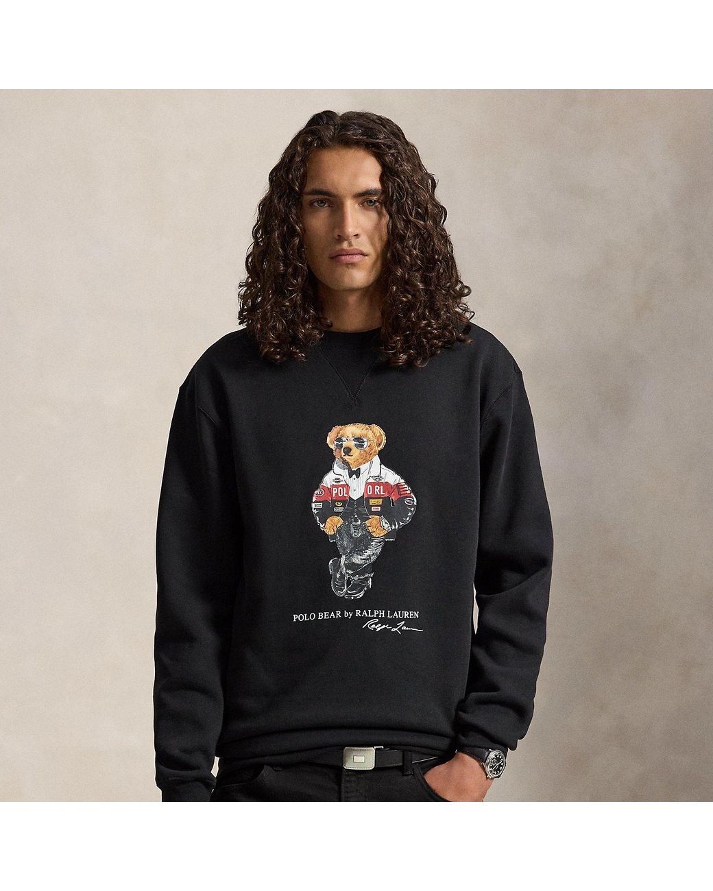 Ralph Lauren Black Polo Bear Fleece Sweatshirt for men