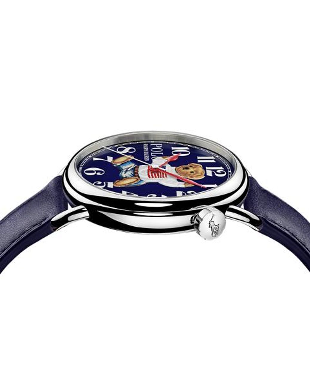 Polo Ralph Lauren Blue Sitting Polo Bear 42 Mm Steel Watch for men