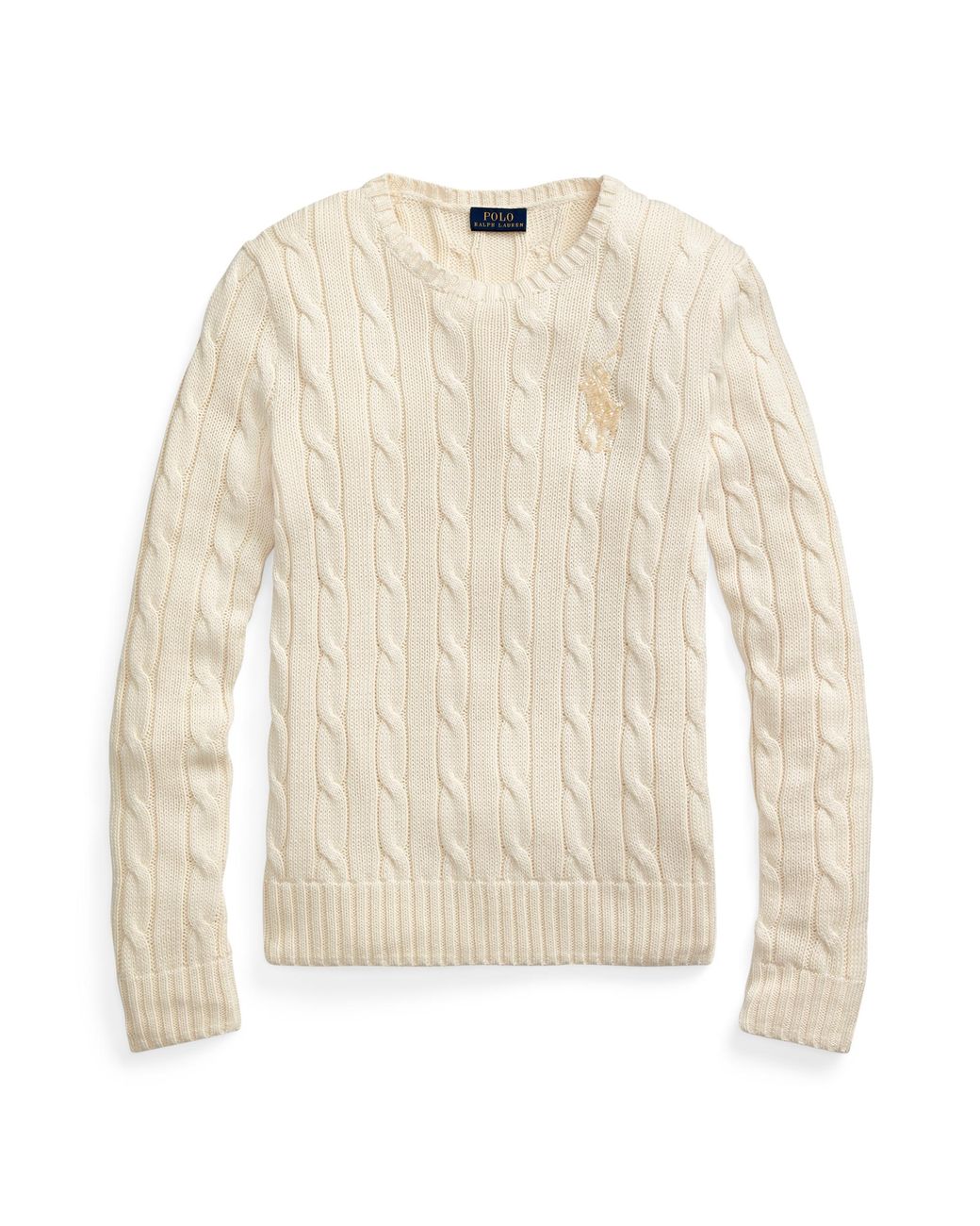 Polo Ralph Lauren Beaded-pony Cable-knit Jumper | Lyst