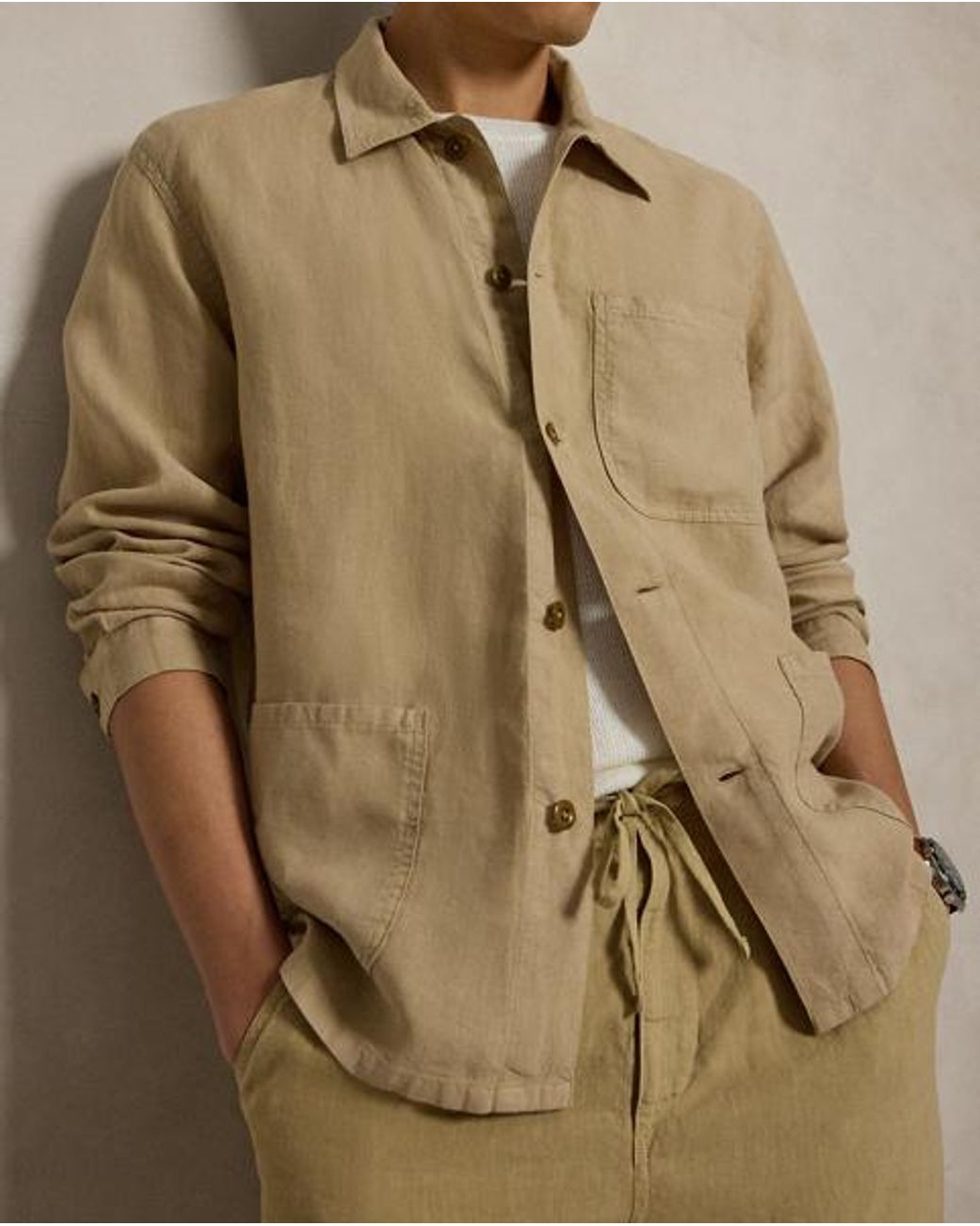 Polo Ralph Lauren Brown Linen Utility Jacket for men