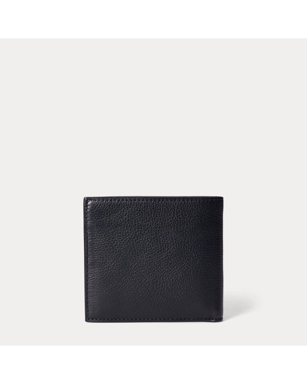 Polo Ralph Lauren Black Pebbled Leather Billfold Coin Wallet for men