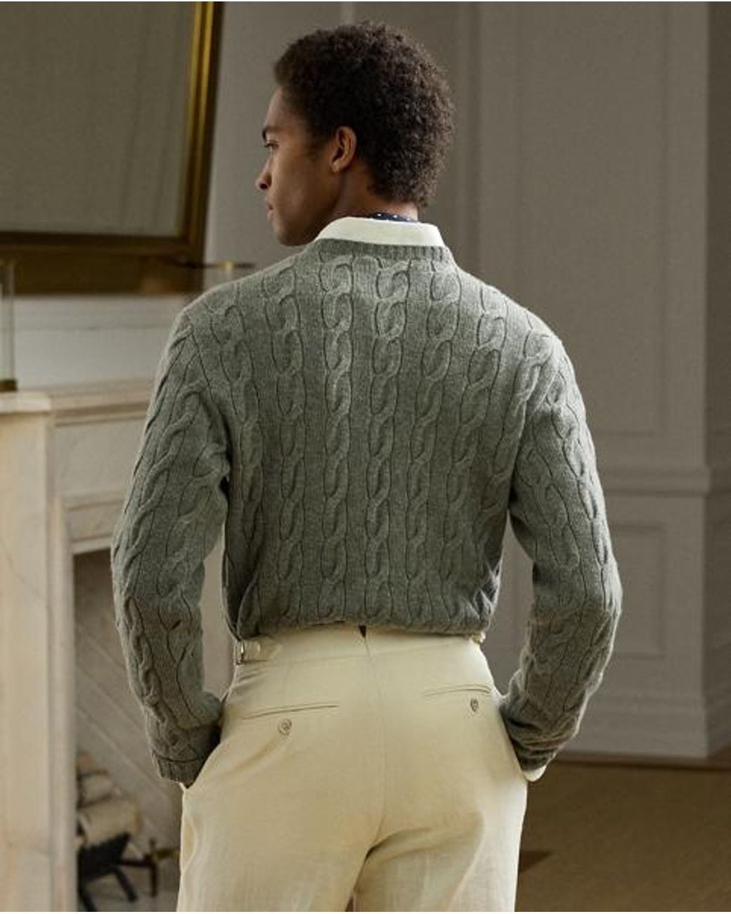 Ralph Lauren Green Cable-Knit Cashmere Jumper for men