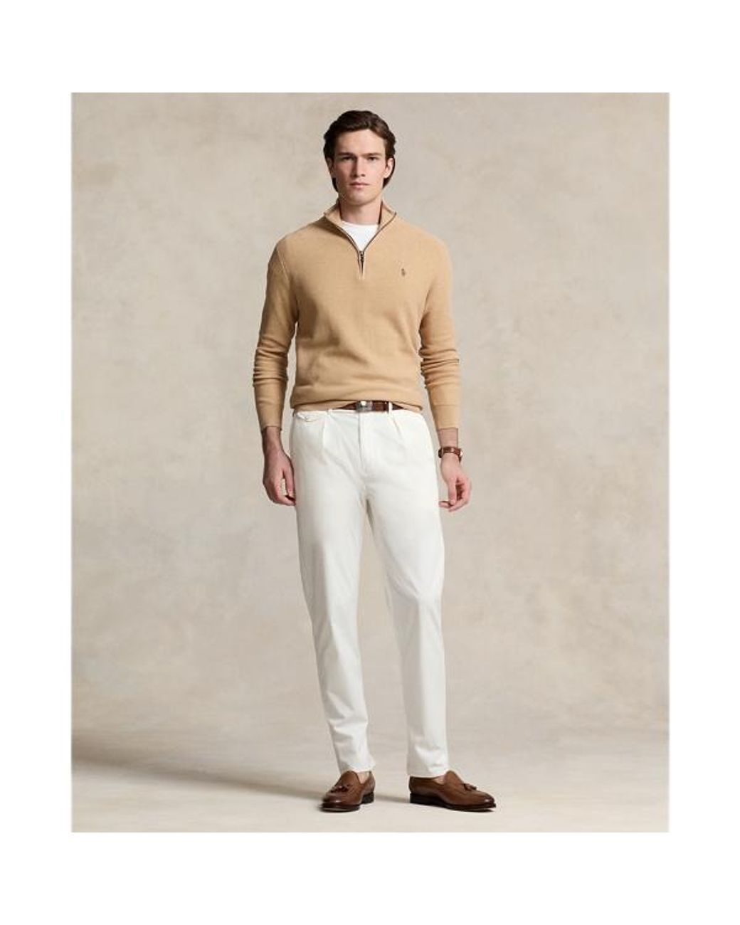Polo Ralph Lauren Natural Mesh-Knit Cotton Quarter-Zip Sweater for men
