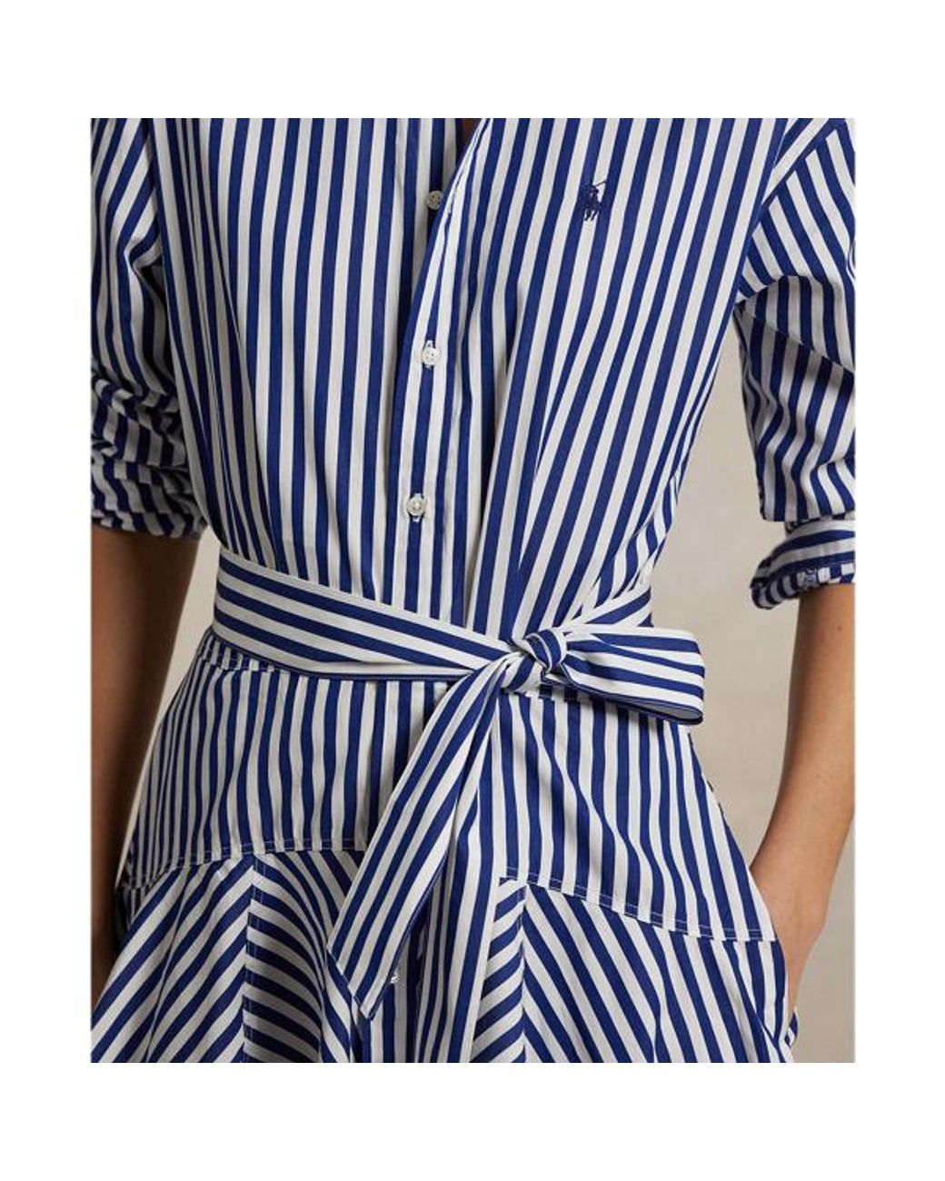 Polo Ralph Lauren Striped Cotton Panelled Shirtdress in Blue Lyst UK