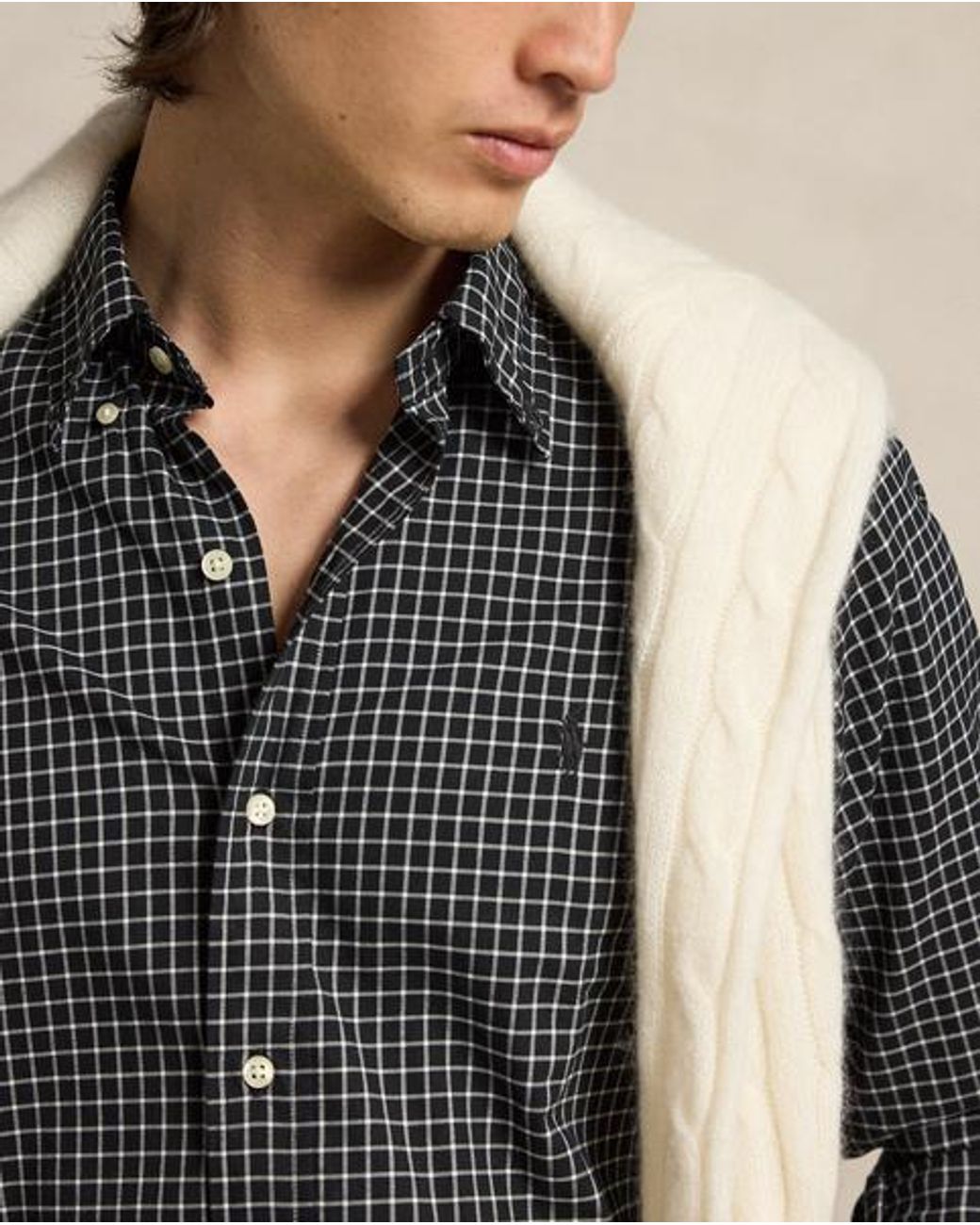 Polo Ralph Lauren Black Custom Fit Plaid Twill Shirt for men