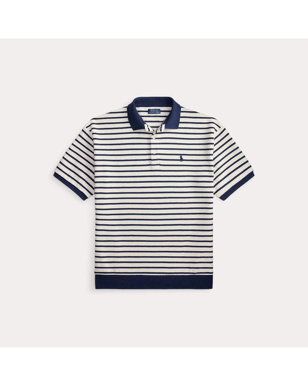 Polo Ralph Lauren Blue Relaxed Fit Striped Textured Polo Shirt for men