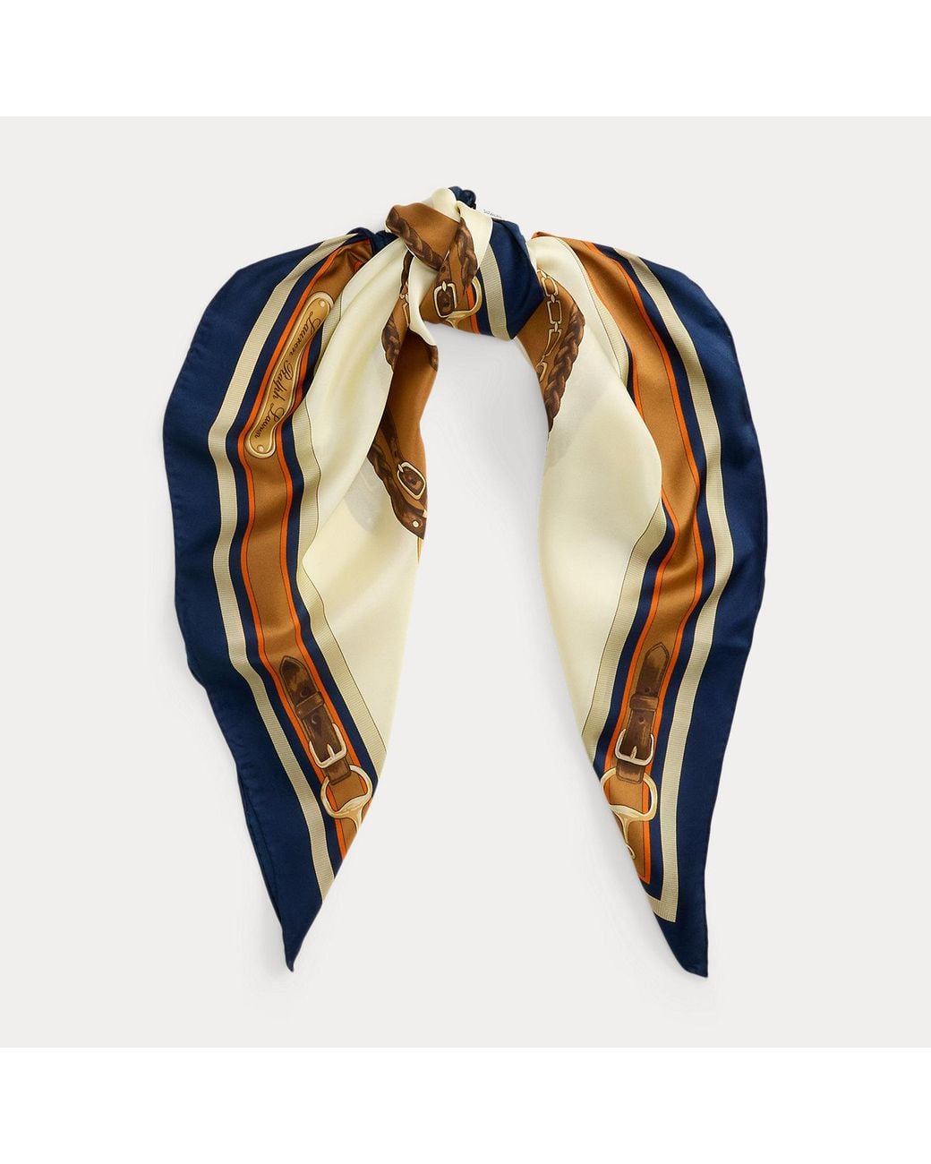 Ralph Lauren Red Belting-Print Silk Square Scarf