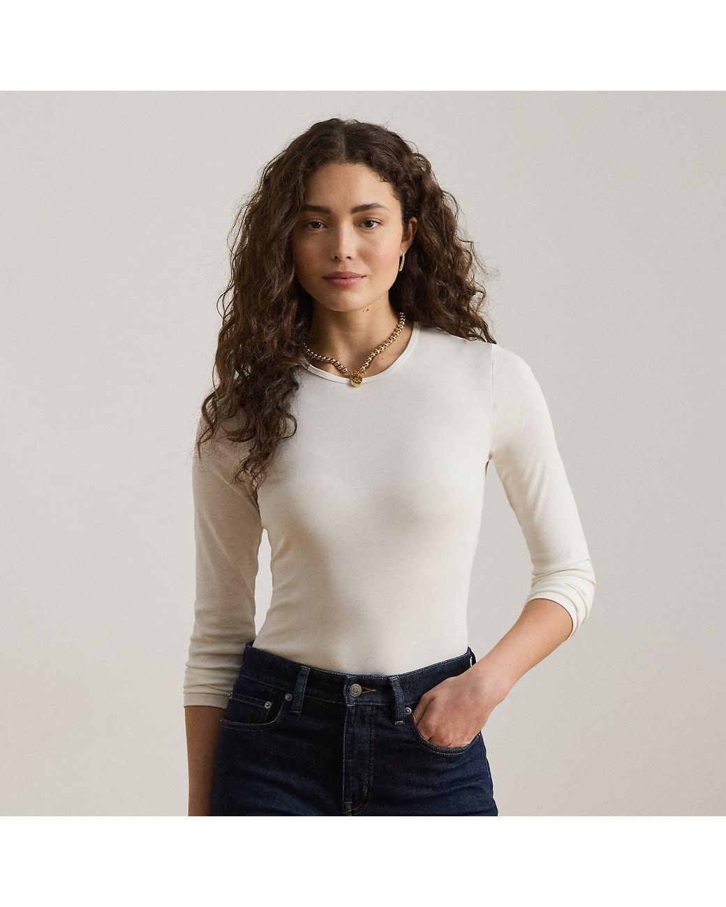 Ralph Lauren Gray Ralph Stretch Cotton Long-Sleeve Tee