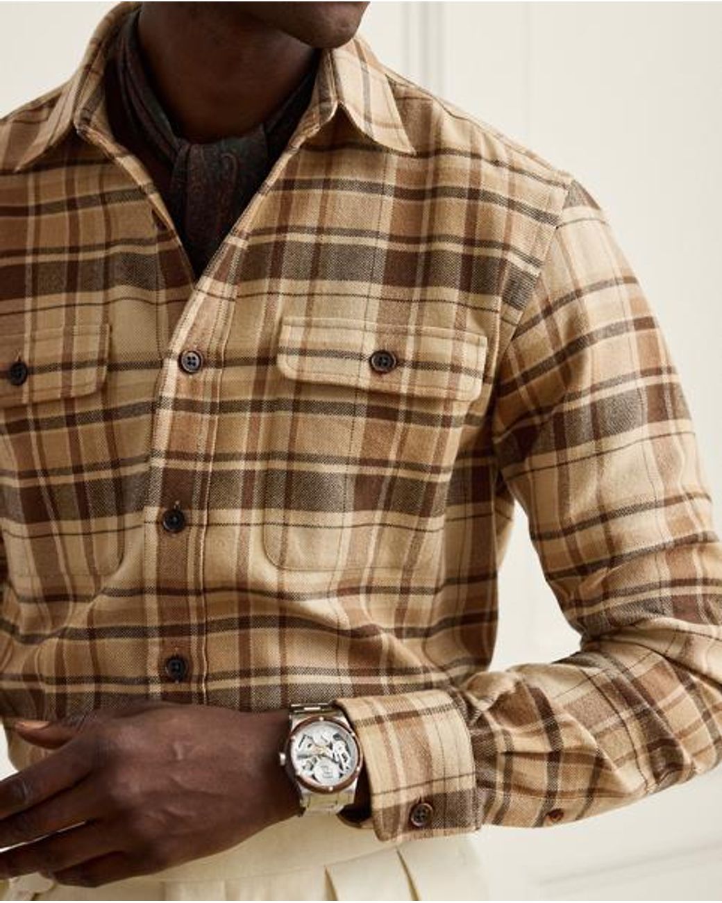 Ralph Lauren Brown Plaid Flannel Shirt for men