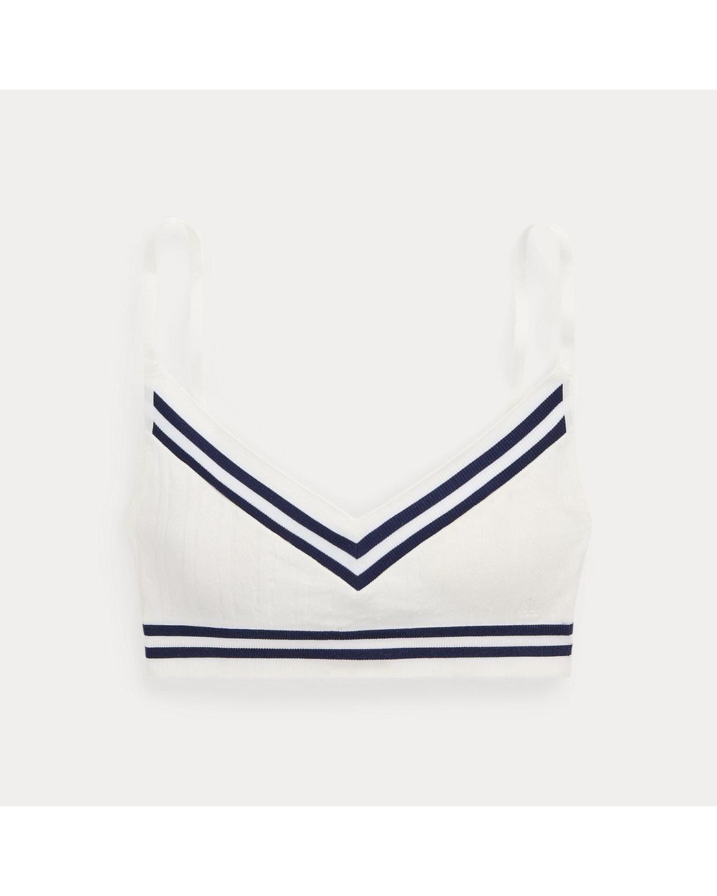 Ralph Lauren White Cricket Cable V-Neck Wireless Bra