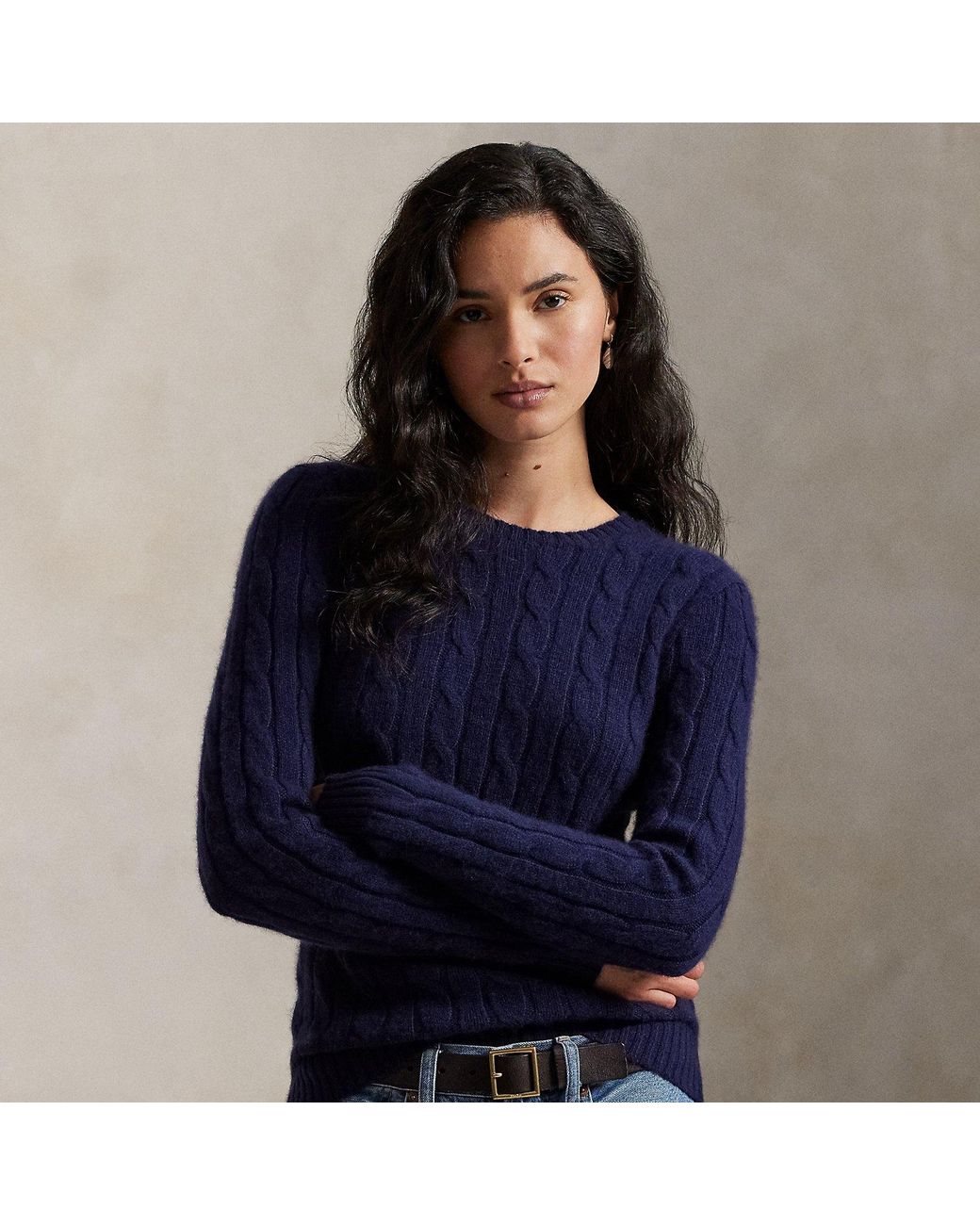 Polo Ralph Lauren Blue Cable-knit Cashmere Jumper