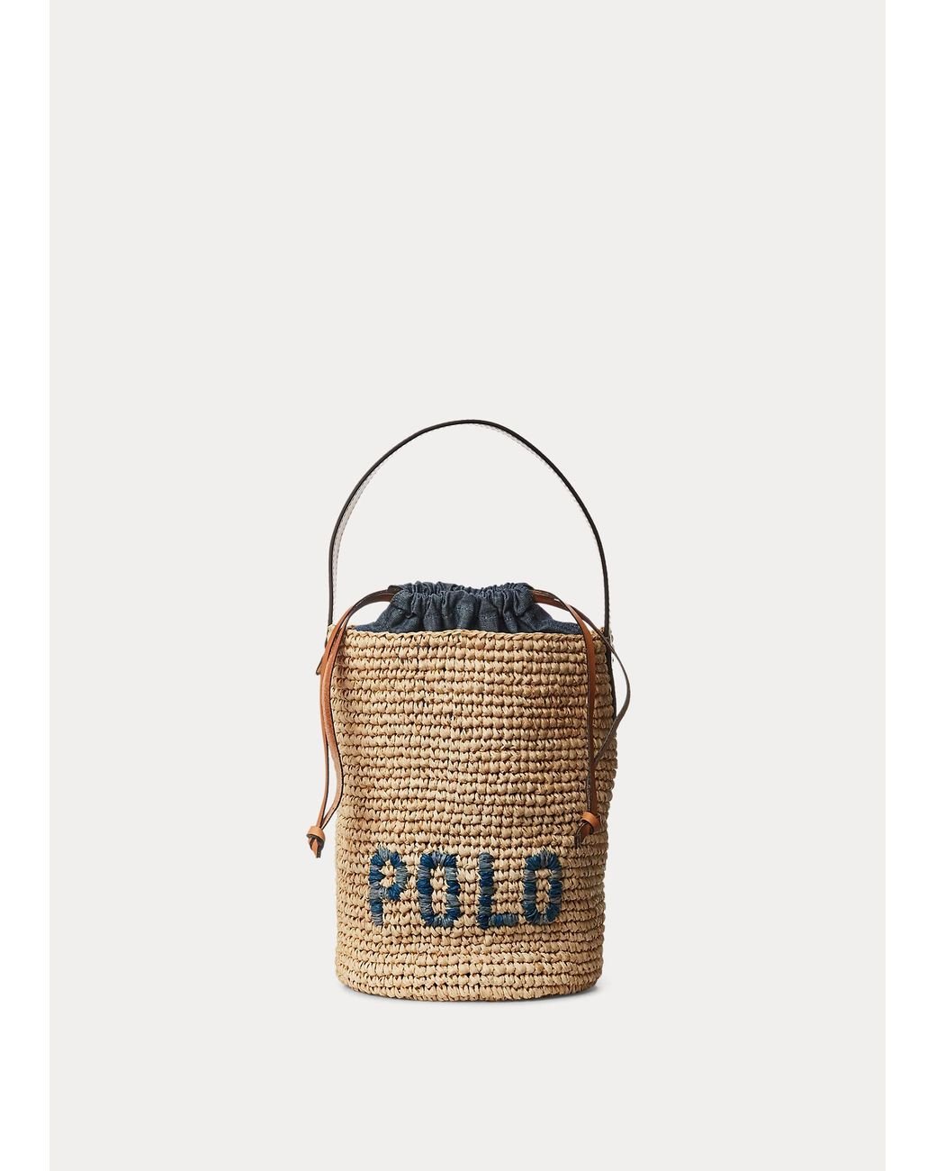 Bolso Tipo Saco Mini De Rafia Polo Ralph Lauren Lyst