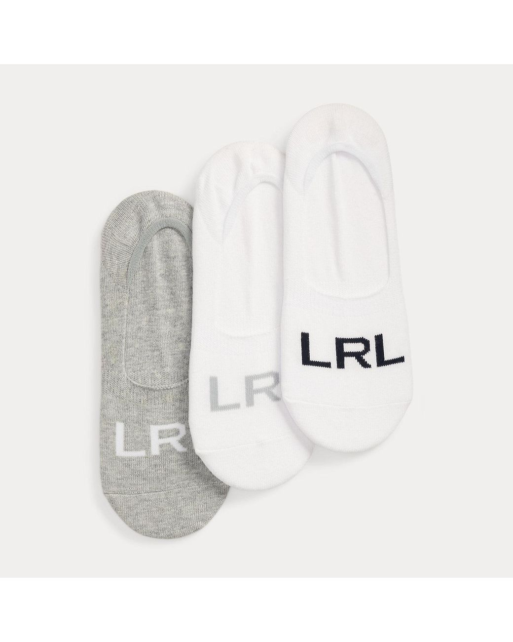 Ralph Lauren White Logo Cotton-Blend Liner Sock 3-Pack