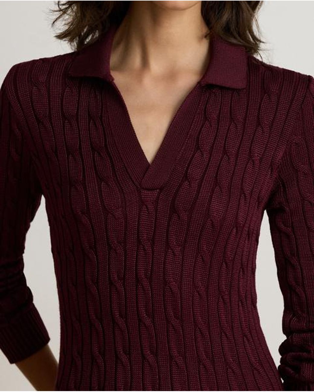 Ralph Lauren Red Cable-Knit Cotton-Blend Sweater Dress