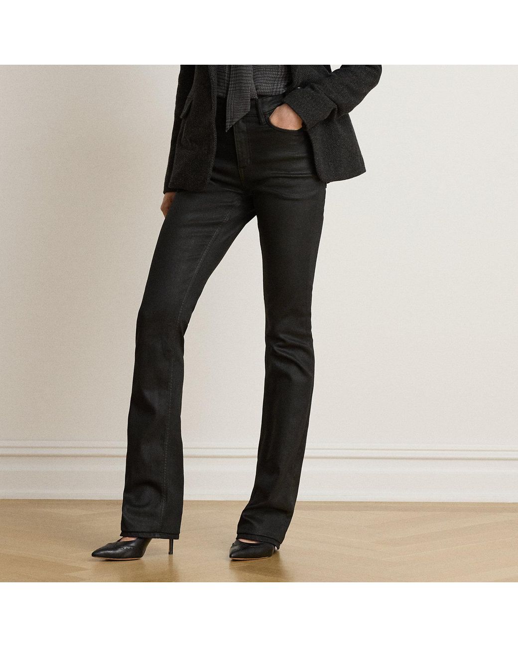 Ralph Lauren Black Coated High-Rise Bootcut Jean